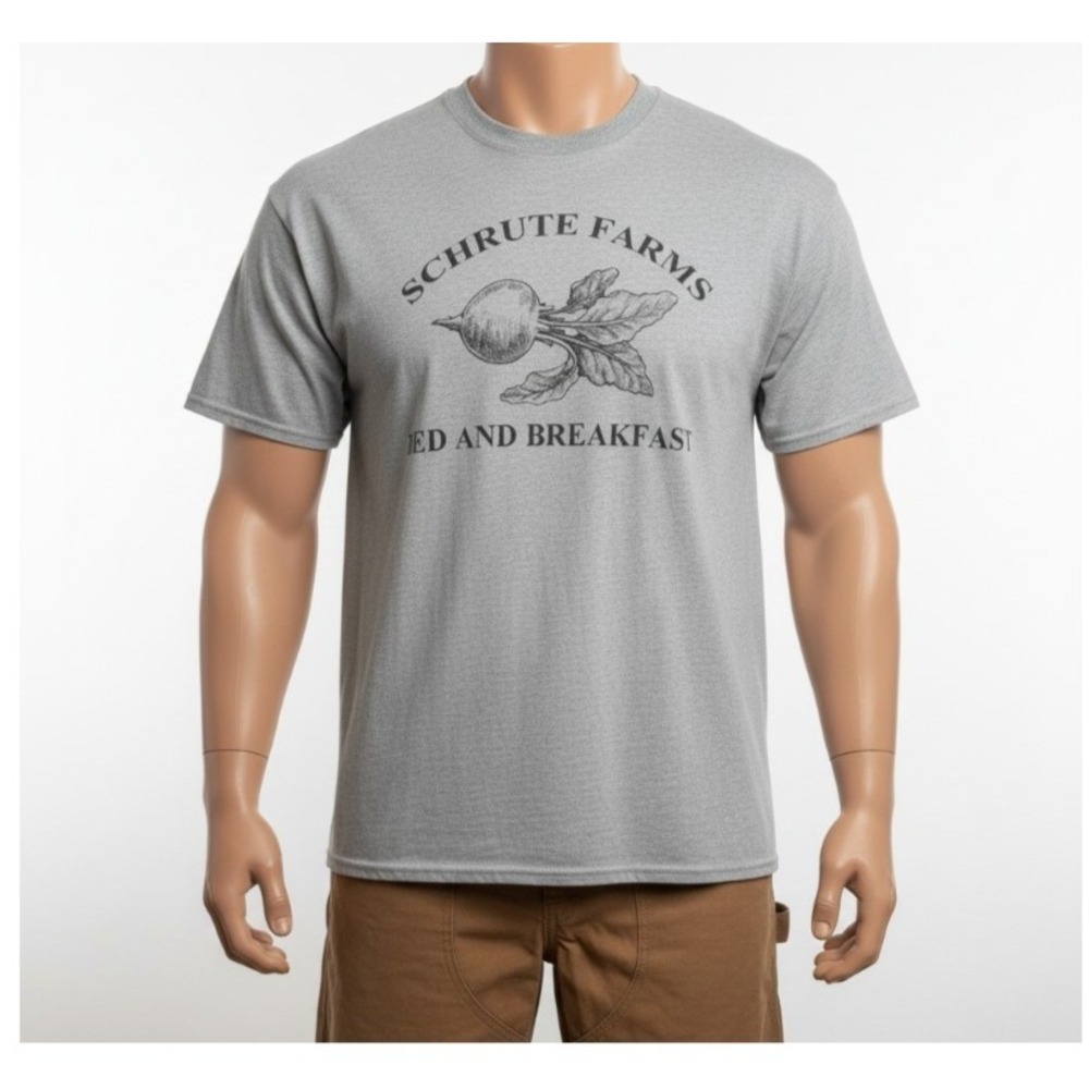 Schrute Farms Beets Bed and Breakfast Tee Men XL  Gray The Office Dwight Schrute